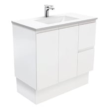 Vanessa Fingerpull 900mm Satin White Freestanding Vanity